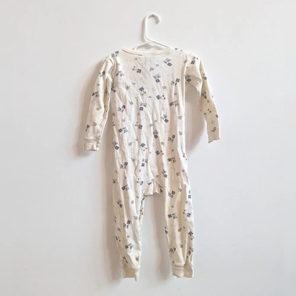 Vtg Y2K Baby Gap Pajamas Kids Sz 2T Yellow Teddy Bear One Piece